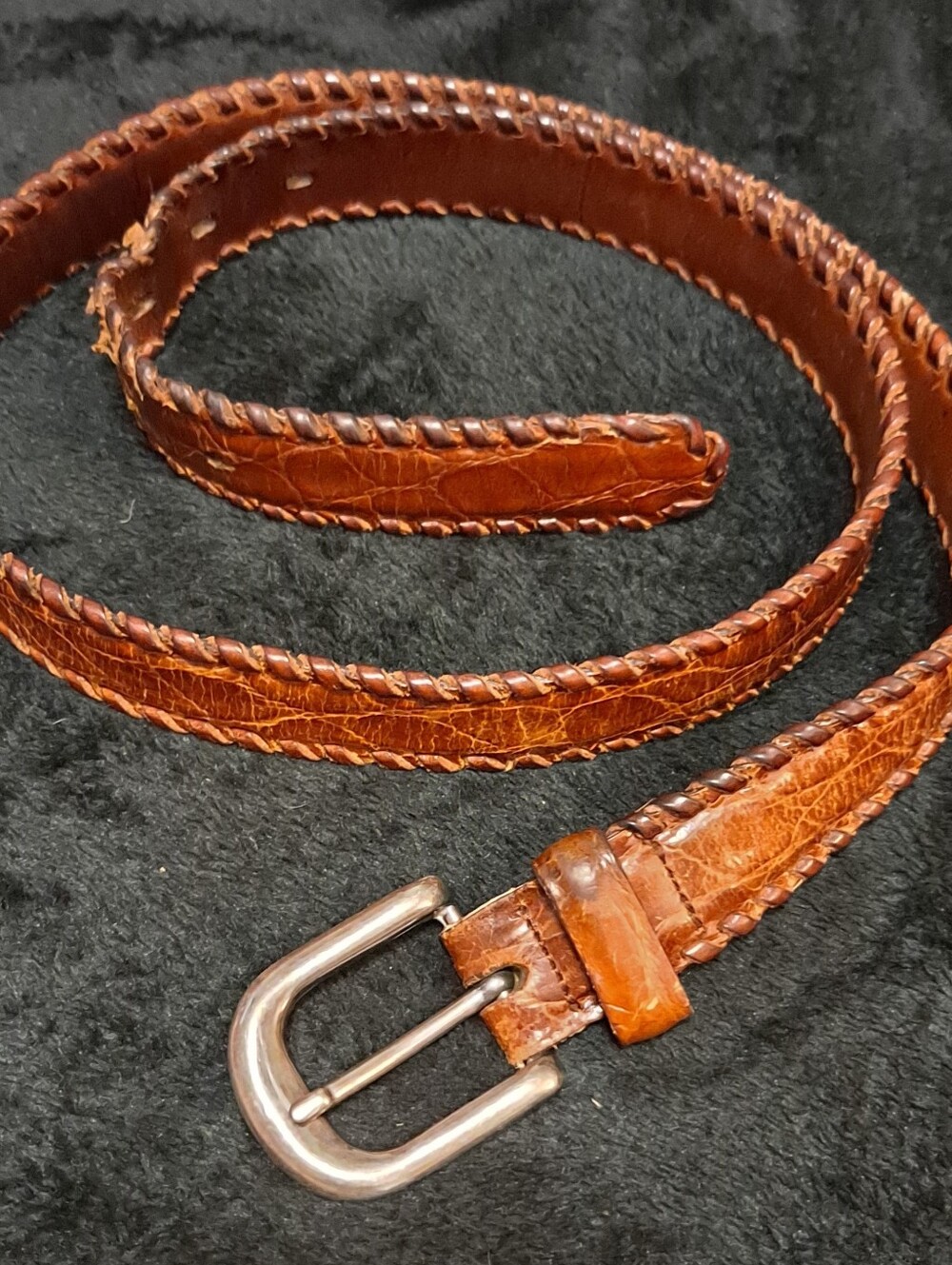 Brown Leather Braided Men's Belt - Classic Casual Style Made In Italy 90/36